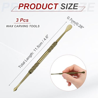 MECCANIXITY 3 Pcs Wax Carving Tools Stainless Steel 4.6 Inch Double-Headed Wax Carving Sculpting Tools for Modeling Sculpting Shaping, Light Gold - color: Light Gold