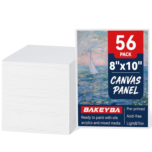 Canvas Boards for Painting - 56 Pack, 8x10 Inch Panels, 100% Cotton White Blank Canvas Art Supplies for Acrylics, Oil, Watercolor, Tempera Paints - size: 8"x10"- 56pcs