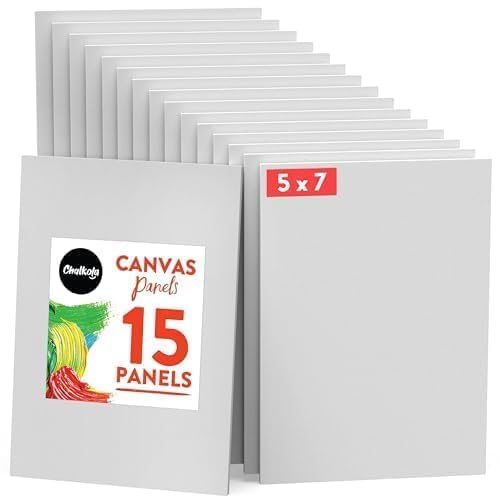 Chalkola Paint Canvas Panels 5x7 inch (15 Pack) for Acrylic Painting & Oil Art, Primed 100% Cotton Boards, Acid-Free for Professional Artists, Hobby Painters, Kids & Beginners - size: 15 - 5"x7", style: White
