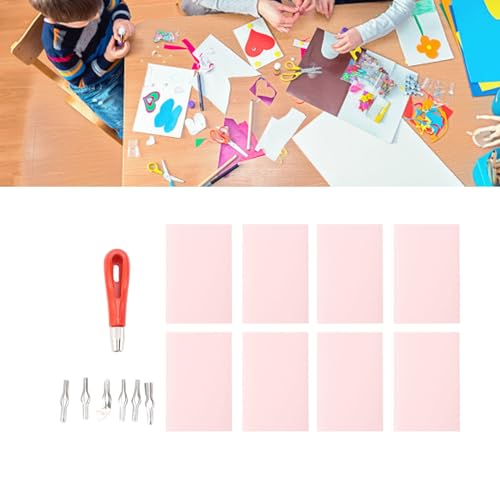 WAHEWUD Stamp Making Kit for Printmaking, Linocut Tools with 8 Rubber Carving Blocks and 6 Blades, Soft Linoleum Cutter Set for DIY Crafts, Scrapbooking Art Hobby