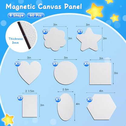 Engrowtic 60 Pcs Mini Magnetic Canvas Panel Boards Magnetic Painting Canvas Panel Various Size for Painting Fridge Locker Art Crafts DIY(Classic) - style: Classic