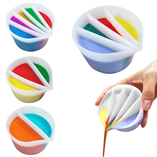 Kunyeah Split Cup, 200ml Resin Silicone Paint Pouring Cup, Reusable DIY Making Painting Tools, 4 Chambers, Ideal for Home Cold Drinks, Modern, Thanksgiving, Christmas, Birthday Gift - color: 4 Chambers