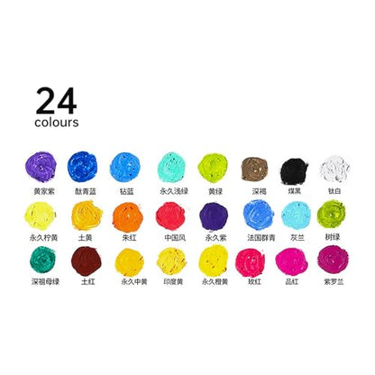 PR Oil Pastels Set of 24 Colors – Vibrant, Smooth & Blendable Soft Pastel Crayons for Artists, Students & Beginners – Non-Toxic, Rich Pigment, Ideal for Paper, Glass, Metal & More