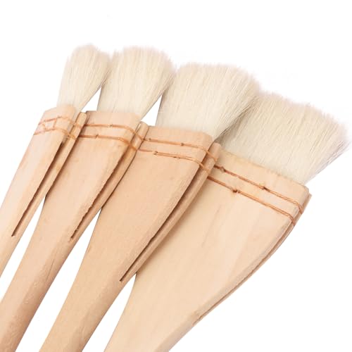 12 Pack Hake Brush, 1in / 1.5 in / 2in / 2.5in Flat Hake Brushes Set, Crafted with Premium Goat Hair Bristles, Ideal for Watercolor, Wash, Ceramic and Pottery Painting - size: 12 Pack (1in/1.5in/2in/2.5in)