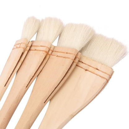 12 Pack Hake Brush, 1in / 1.5 in / 2in / 2.5in Flat Hake Brushes Set, Crafted with Premium Goat Hair Bristles, Ideal for Watercolor, Wash, Ceramic and Pottery Painting - size: 12 Pack (1in/1.5in/2in/2.5in)