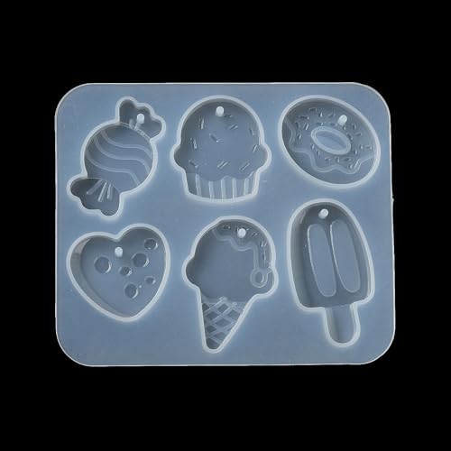 1PC Ice Cream/Cake Shape Pendant Silicone Molds Summer Style Resin Epoxy Casting Molds for Earring Necklace Keychain Charms Pendants Jewelry Making DIY Gem Cabochon Craft Supplies White 88x76x6mm, - color: White-23