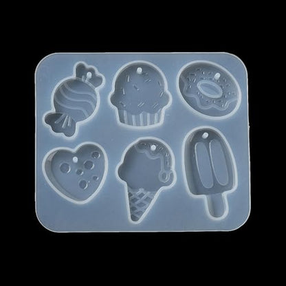 1PC Ice Cream/Cake Shape Pendant Silicone Molds Summer Style Resin Epoxy Casting Molds for Earring Necklace Keychain Charms Pendants Jewelry Making DIY Gem Cabochon Craft Supplies White 88x76x6mm, - color: White-23