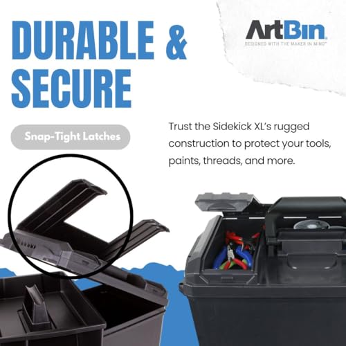 ArtBin 6917AB Sidekick XL Carrying Case, Portable Art & Craft Organizer with Handle, [1] Plastic Storage Case, Black