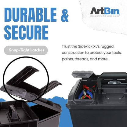 ArtBin 6917AB Sidekick XL Carrying Case, Portable Art & Craft Organizer with Handle, [1] Plastic Storage Case, Black