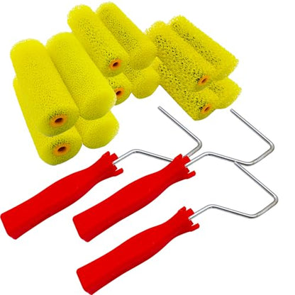 15-Piece Paint Roller Brush Set, 3 Sizes (S/M/L) Texture Rollers with 3 Handles, Wall Painting & Art Coating Tools for Home DIY Decoration, Interior & Exterior Projects