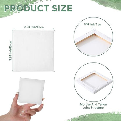 Yeaqee 50 Pack Canvas for Painting 4 x 4 Inch Mini Blank Canvases Boards for Painting, 2/5 Inch Profile 100% Cotton Canvas Panels for Acrylic Oil Paint, Watercolor, Gouache & Tempera