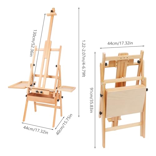 Adjustable Painting Board Stand, Artist Easel H-Frame Studio Easel Wooden Stand for Painting Wooden Easel Painting Holder with Storage Tray for Classroom Art Activities, Outdoor Paintings
