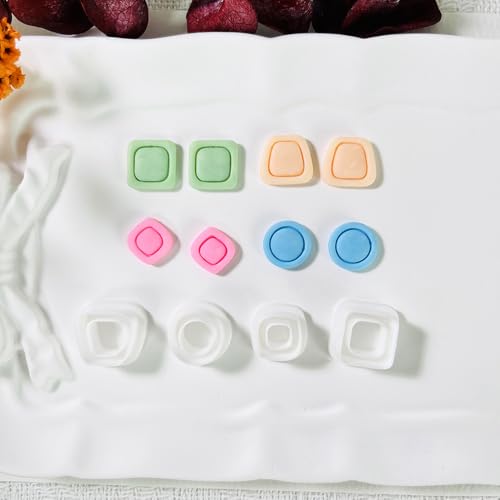 Xaekicr Polymer Clay Cutters Geometric Stud Earring Set – 4 Pairs Modern Clay Cutters for Polymer Clay Jewelry, Clay Tools and Molds for DIY Earrings - color: O color