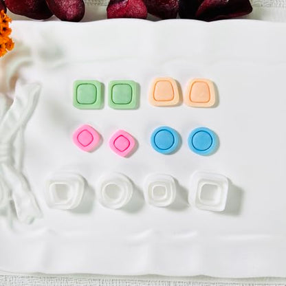 Xaekicr Polymer Clay Cutters Geometric Stud Earring Set – 4 Pairs Modern Clay Cutters for Polymer Clay Jewelry, Clay Tools and Molds for DIY Earrings - color: O color