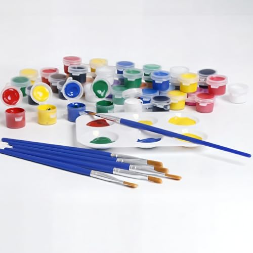 Mixed Paint Brushes, 50pcs Flat and Round Pointed Art Brushes for Acrylic, Oil, Watercolor Painting, Handicrafts, Children's and Art Supplies Detail Painting (Mix) - color: Mix