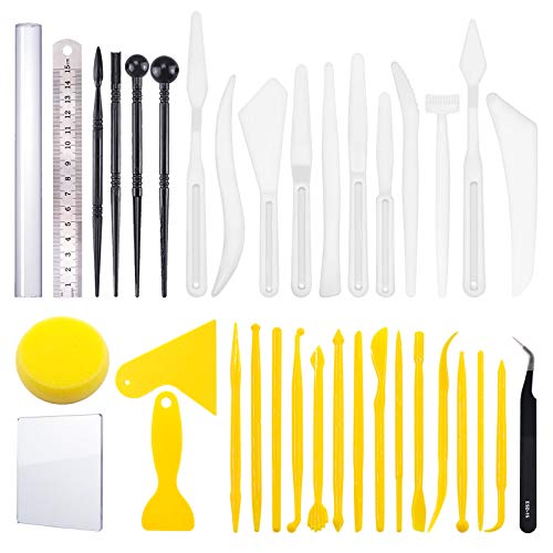 Swpeet 36Pcs Modeling Clay Sculpting Tools Kits, Ball Stylus Tool, Pottery Tools, Rubber Tip Pens, Plastic Clay Tools,Sculpting Kit for Making Modeling Clay Cake Fondant Decoration,Clay,Ceramics - color: N0.11 36Pcs Modeling Clay Sculpting Tools Kit