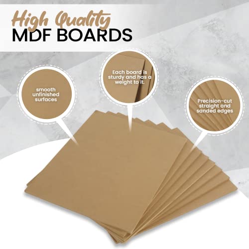 (8-Pack) CalPalmy 11” x 14” MDF Boards - 1/4” Thick Boards for Carpentry, Interior Design, Hobby Crafts, and More - with Smooth, Unfinished Sides and Sanded Edges - size: 11 x 14 x 1/4" (8 Pack)