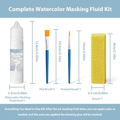 White Masking Fluid for Watercolor Painting 30ml, Fast-Drying, Easy Peel, for Mixed Media & Art Supplies - color: White