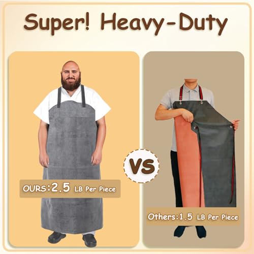 Urby Big and Tall Plus Size Work Apron: Flame Resistant Leather Welding Apron, Wood and Workshop Canvas. Butcher Rubber. - style: Plus Size: Heavy Rubber