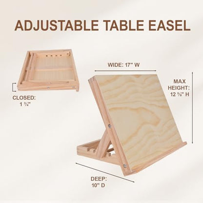 Tabletop Easel 17 X 12.6 Art Easel for Painting | Desktop Easel for Canvas Painting Sketching Display - color: Larger Easel