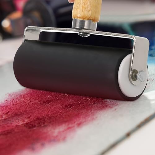 Ciieeo 4 Pcs Rubber Brayer Rubber Roller Ink Stamping Roller Rubber Brayer Roller Rollers Oil Painting (Pack of 2) - size: 14x12.2x3.5cm (Pack of 2)