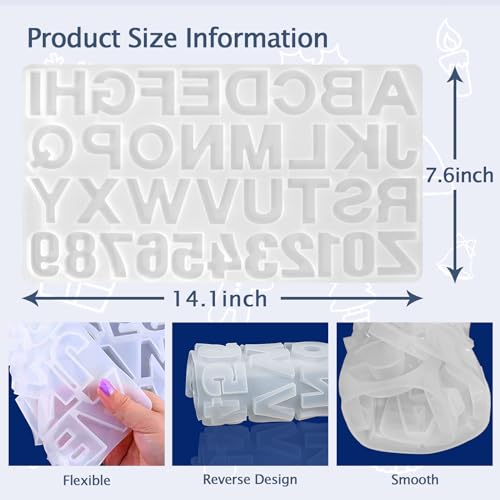 IGaiety Backward Alphabet Mold Resin Kit for Keychain | Epoxy Kit with Alphabet Mold, 2-Part Odorless Resin & 206 Pcs. Create Glossy, Bubble-free Custom Jewelry, Arts & Crafts - size: Alphabet 200ml