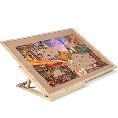 Becko US Puzzle Board with 4 Angle Adjustable Bracket/Stand, Wooden Puzzle Table with Premium Smooth Flannel Surface, Lightweight & Portable, Used Horizontally/Vertically for 1500 Piece Jigsaw Puzzles - size: 1500 Piece
