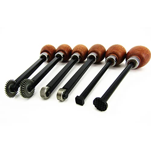 6pcs Printmaking Woodcut Copperplate Resin Board Engrave Etching Print Leathercraft Embossing Carve Roulette Wheel Tool Set