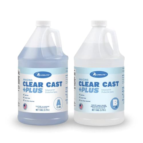 Alumilite Amazing Clear Cast Plus (2 Gal) Food Safe High-Gloss Epoxy Resin with UV Resistance, Perfect for Countertops, Coatings, Castings, Jewelry, Art, & DIY Projects Compatible with Dyes & Inks - size: 2 Gal