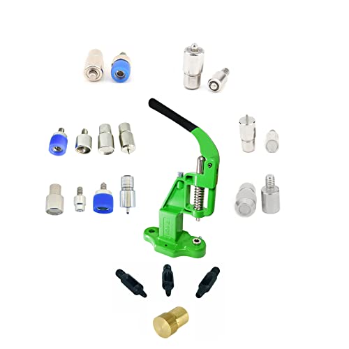 Hobby Trendy Hand Press Set with Hole Punches, Essential Dies for Snap Buttons, Eyelets, Grommets, Rivets Setting (Green Press) - color: Green Press