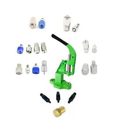 Hobby Trendy Hand Press Set with Hole Punches, Essential Dies for Snap Buttons, Eyelets, Grommets, Rivets Setting (Green Press) - color: Green Press