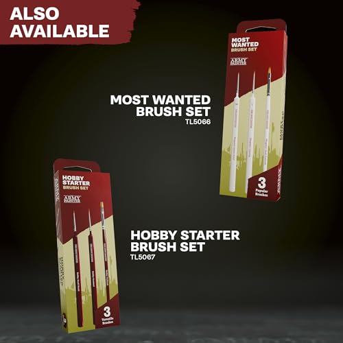 The Army Painter Masterclass Drybrush Set, Acrylic, 3 Sizes Hobby Drybrushes, Goat Hair Brush Set: 15 mm Mighty Drybrush, 12 mm Moderate Drybrush, 7 mm Miniature Drybrush for Tabletop Roleplaying