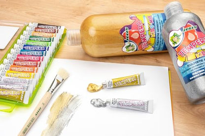 JOLLY Tempera Paint | Children's Gouache Paint Set | School Paint | 14 Tubes Each 7.5 ml, 9341-0003, Colourful, 105 ml