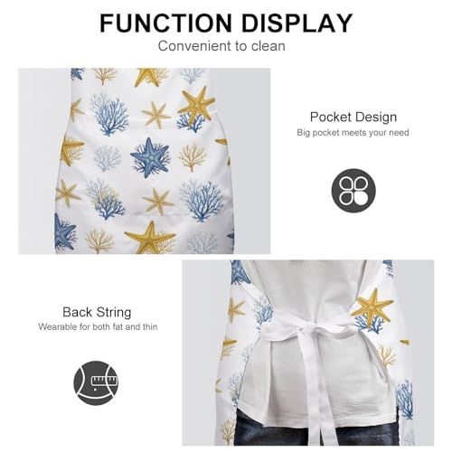 Cooking Apron for Adults with Pockets, Waterproof Oil Resistant Bib for Kitchen Restaurant BBQ Baking - color: Style (324)