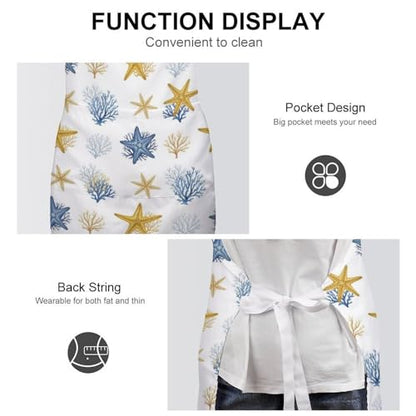 Cooking Apron for Adults with Pockets, Waterproof Oil Resistant Bib for Kitchen Restaurant BBQ Baking - color: Style (324)