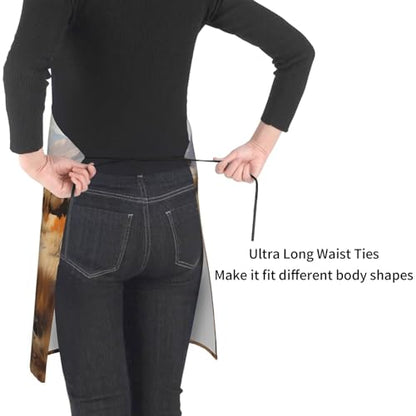 Prancing Brown Horse Heavy Duty Waterproof Apron with Pockets for AdultsResistant Grilling, Gardening, Painting - color: North American Bison Herd