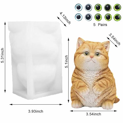Cat Silicone Molds for Taba Squishy, Animal Taba Squishy Molds, Oversize Resin Casting 3D Fat Cat Resin, Flexible Effortless Liquid Silicone Squishy for Taba Squishy Kit, Stress Relief DIY - size: Large