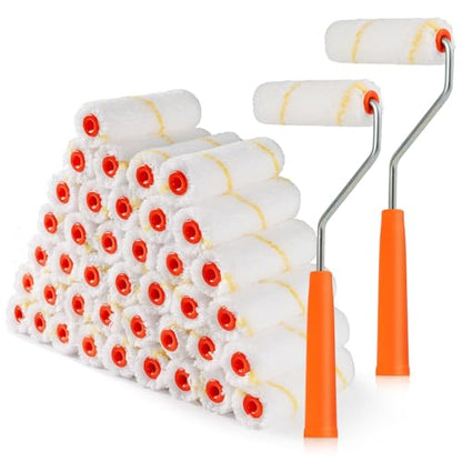 Microfiber Paint Roller 4 Inch, 40 Pack Mini Paint Roller Covers, Small Paint Rollers for House Painting with Paint Roller Frame, Wall Painting Tool - size: 4 Inch,40 Pack