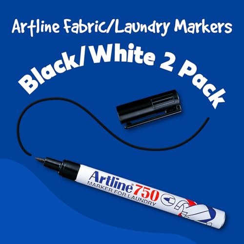 Artline 750 Indelible Laundry Marker and EKC-1 Marker for Fabric | Write on Clothing and Other Fabric | Stands Up to Multiple Washings | 2 Pack