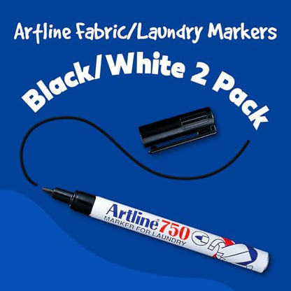 Artline 750 Indelible Laundry Marker and EKC-1 Marker for Fabric | Write on Clothing and Other Fabric | Stands Up to Multiple Washings | 2 Pack