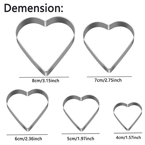 Love Heart Cookie Cutter Set Pack of 5 Valentines Day Heart Biscuit Cutter for Sandwiches, Pastries, Fruit and Cakes Birthday, Wedding Baking Tools - style: A-Heart
