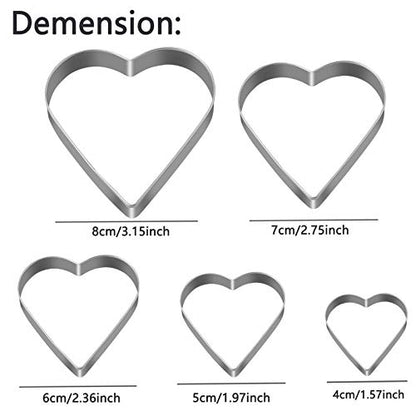 Love Heart Cookie Cutter Set Pack of 5 Valentines Day Heart Biscuit Cutter for Sandwiches, Pastries, Fruit and Cakes Birthday, Wedding Baking Tools - style: A-Heart