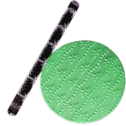 Rengue Acrylic Rolling Pin with 28 Patterns, Compliant Material, Comfortable Grip, 16 X 1 Cm, Lightweight for Dough and Pastry Acrylic Rolling Pin with 28 Patterns, Nan Kitchen (#7) - size: 51020 printing