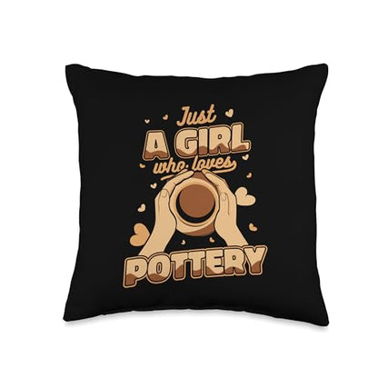 Professional Pottery Aprons Love Kit Tools Gifts Girl Who Loves Wheel Hobby Pro Lover Pottery Throw Pillow, 16x16, Multicolor - size: 16x16