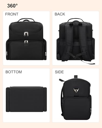 Relavel Tattoo Backpack with 4 Removable Pouches, Tattoo Travel Case with 3 Detachable Dividers, Waterproof Tattoo Carrying Case for Stencil Printer, Equipment and Supplies - Black - color: 01-black