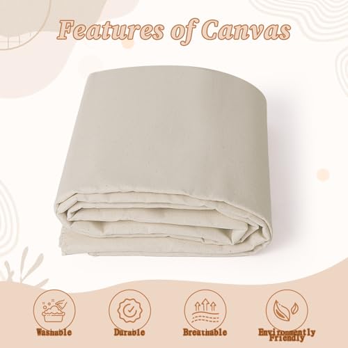 60" W Canvas Roll | 7oz Canvas Fabric Cotton Duck | Heavy Natural Fabric for Painting Arts & Crafts, Backings, Covers, Placemats (2 Yards) - size: 2 Yard-7oz