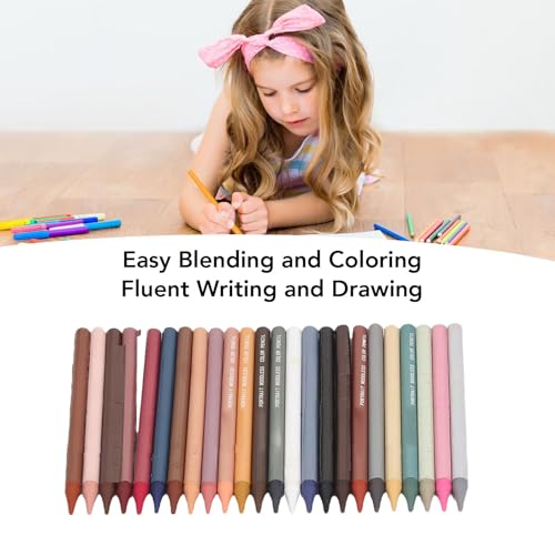 Luocute 24 Color Oil Based Pencils, Vibrant Pigment for Smooth Drawing and Blending, with Woodless Design for Artists Students Sketching Coloring Books