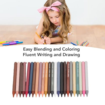 Luocute 24 Color Oil Based Pencils, Vibrant Pigment for Smooth Drawing and Blending, with Woodless Design for Artists Students Sketching Coloring Books