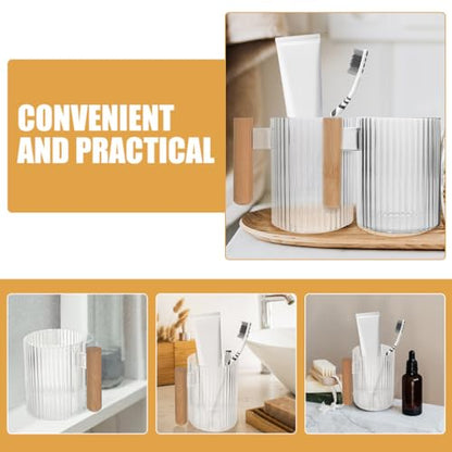 Cabilock Mouthwash Cup Brush Containers Toothbrush Holder Cup Lid Wash Reusable Brush for Bathroom Travel