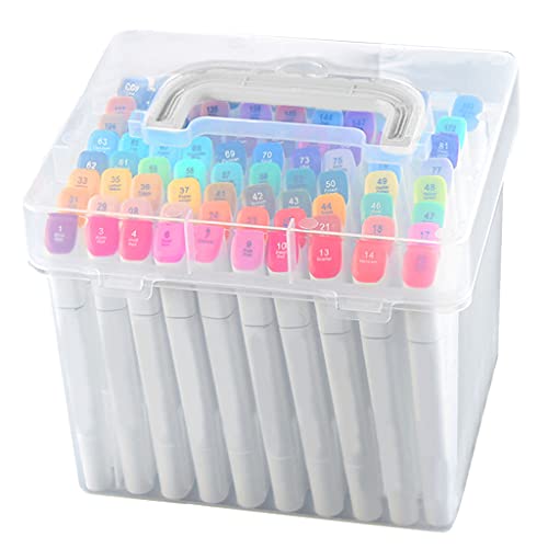 80 Slots Marker Pen Organizer Clear Plastic Carrying for Case Handheld Storage Box Waterproof for Paint Pens s Mar Plastic